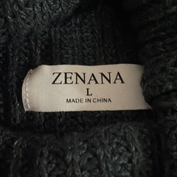 Zenana size large charcoal colored turtleneck tunic sweater with ballon sleeves - Picture 5 of 7